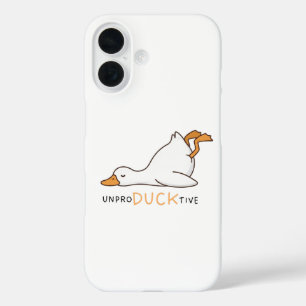 Funny Sleeping Duck Unproducktive Cute Cartoon iPhone 16 Case