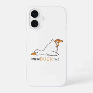 Funny Sleeping Duck Unproducktive Cute Cartoon iPhone 16 Case