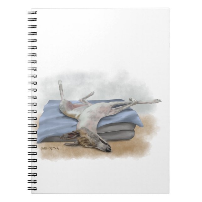 Funny Sleeping Greyhound Cartoon Notebook (Front)