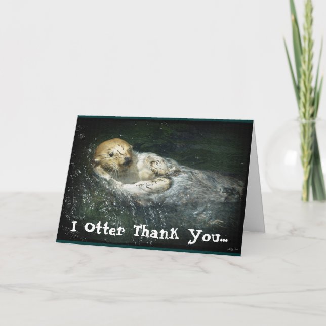 Funny Sleeping SEA OTTER Thank You Card (Front)