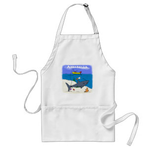 Funny sleeping shark and fishing cartoon standard apron