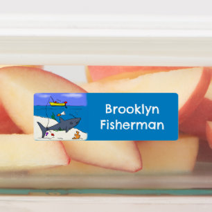 Funny sleeping shark fishing cartoon personalised