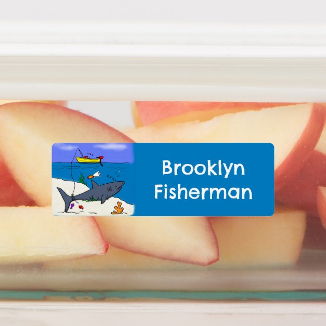 Funny sleeping shark fishing cartoon personalised (Affixed)