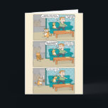 Funny Sleepwalking Cat Birthday Card<br><div class="desc">Here's a funny birthday card featuring a sleepwalking cat who has a knife and is scaring the heck out of the dog and the guy on the couch.

Thank you for choosing this original design by © Chuck Ingwersen. I post cartoons every day on Instagram: https://www.instagram.com/captainscratchy</div>