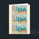Funny Sleepwalking Cat Birthday Card<br><div class="desc">Here's a funny birthday card featuring a sleepwalking cat who has a knife and is scaring the heck out of the dog and the guy on the couch.

Thank you for choosing this original design by © Chuck Ingwersen. I post cartoons every day on Instagram: https://www.instagram.com/captainscratchy</div>