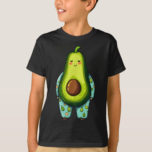 Funny Sleepy Avocado In Pajama Costume For Boys An T-Shirt (Front)