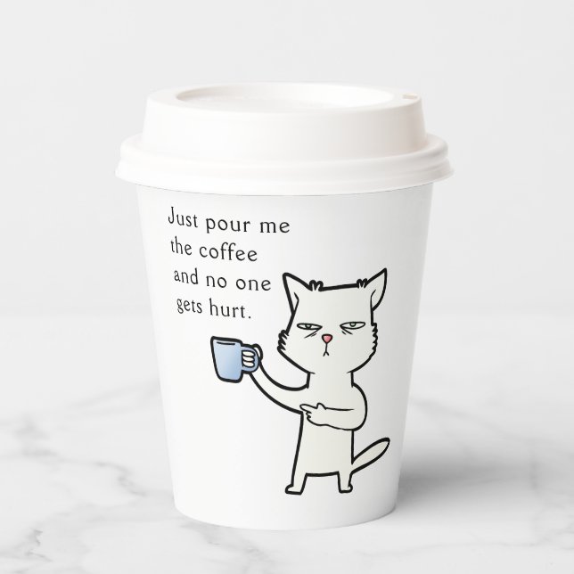 Funny Sleepy Cat Coffee Paper Cups  (Front)