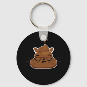 Funny Sleepy Cat Emoji Pajama Poo Emoticon Humor Key Ring