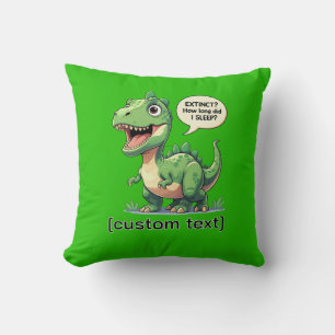 Funny Sleepy Dinosaur Custom Text  Cushion