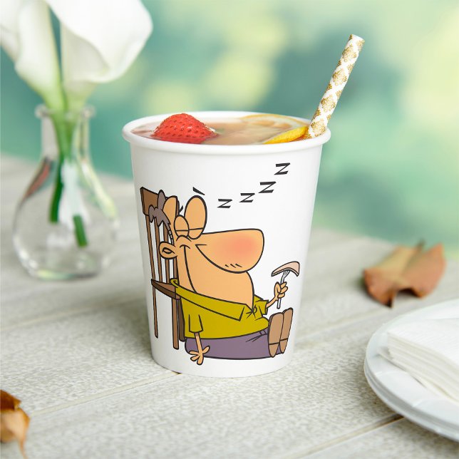 Funny Sleepy Man Napping with Sandwich  Paper Cups (Creator Uploaded)