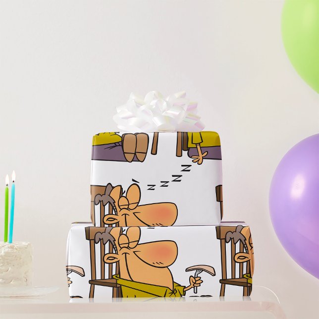 Funny Sleepy Man Napping with Sandwich  Wrapping Paper (Creator Uploaded)