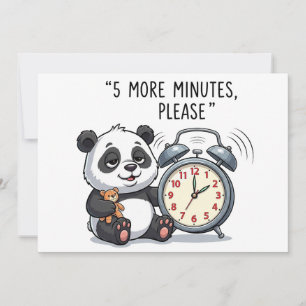 Funny Sleepy Panda Illustration with Alarm Clock Invitation