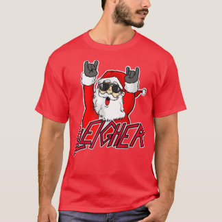 Funny Sleigher Heavy Metal Hail Santa Claus Metal  T-Shirt