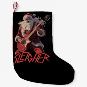 Funny Sleigher Metal Band Rock Santa Christmas Small Christmas Stocking