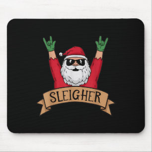 Funny Sleigher Rock N Roll Santa Claus Christmas Mouse Mat