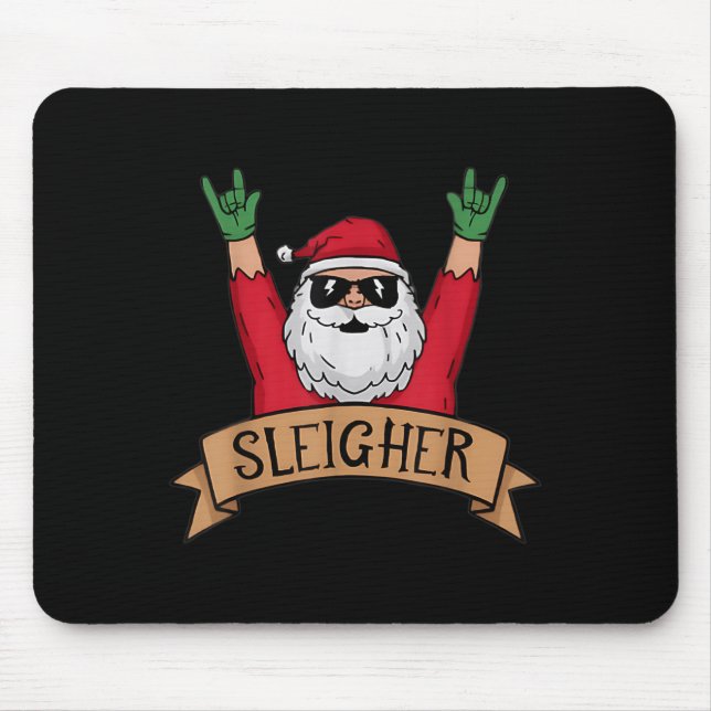 Funny Sleigher Rock N Roll Santa Claus Christmas  Mouse Mat (Front)