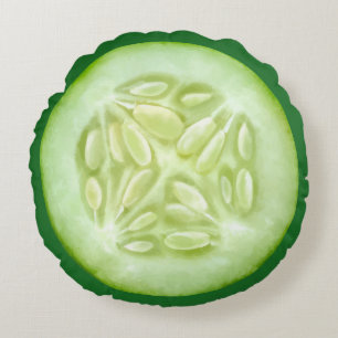 Funny Slice Of Cucumber Round Cushion