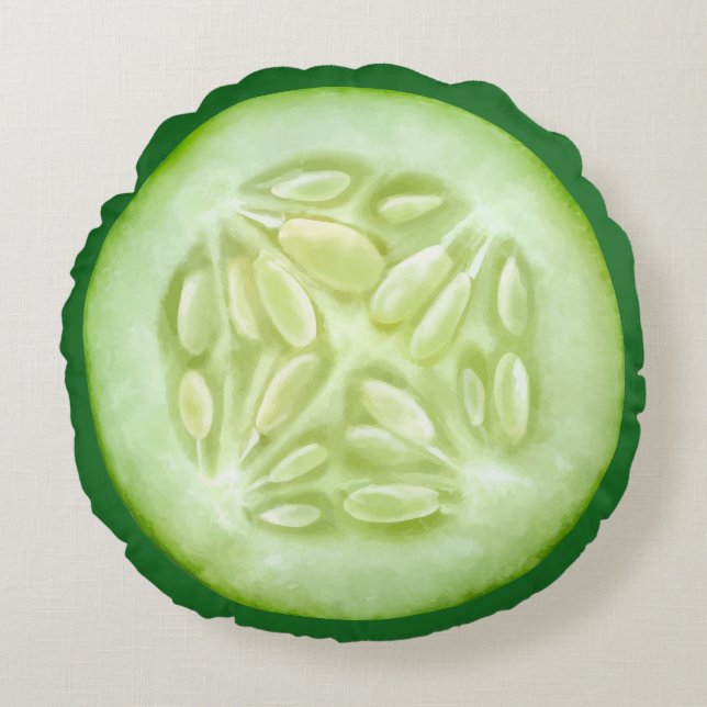Funny Slice Of Cucumber Round Cushion (Front)