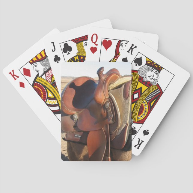 Funny Slipped Horse Saddle - Western Playing Cards (Back)