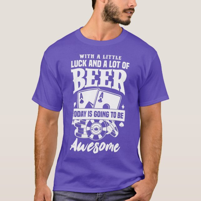 Funny Slot Machine Beer Casino Las Vegas Gambler T-Shirt (Front)