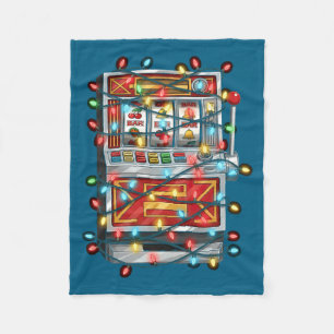 Funny Slot Machine Christmas Graphics Lights Lover Fleece Blanket