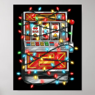 Funny Slot Machine Christmas Graphics Lights Lover Poster