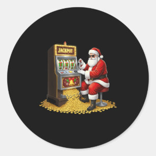 Funny Slot Machine Santa Christmas Graphic Casino  Classic Round Sticker