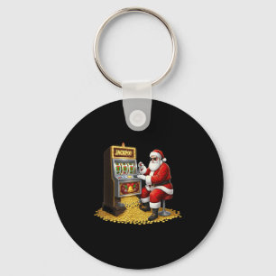 Funny Slot Machine Santa Christmas Graphic Casino  Key Ring
