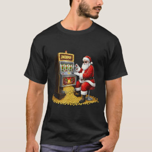 Funny Slot Machine Santa Christmas Graphic Casino  T-Shirt