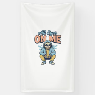Funny Sloth All Eyes On Me Vintage Vector Design_1 Banner