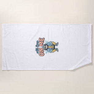 Funny Sloth All Eyes On Me Vintage Vector Design_1 Beach Towel