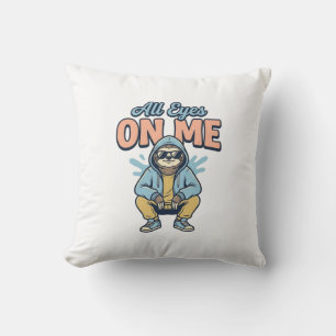 Funny Sloth All Eyes On Me Vintage Vector Design_1 Cushion