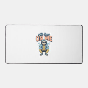 Funny Sloth All Eyes On Me Vintage Vector Design_1 Desk Mat