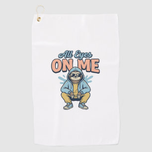 Funny Sloth All Eyes On Me Vintage Vector Design_1 Golf Towel