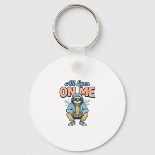 Funny Sloth All Eyes On Me Vintage Vector Design_1 Key Ring