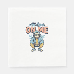 Funny Sloth All Eyes On Me Vintage Vector Design_1 Napkin
