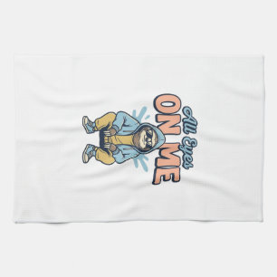 Funny Sloth All Eyes On Me Vintage Vector Design_1 Tea Towel