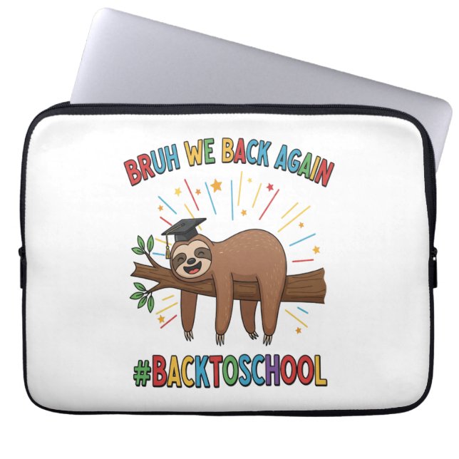 Funny Sloth Back to School Laptop Sleeve (Front)