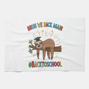 Funny Sloth Back to School Tea Towel