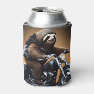 Funny Sloth Bikie On A Motorbike, Can Cooler