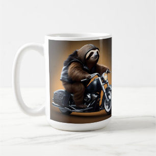 Funny Sloth Bikie On A Motorbike, Coffee Mug