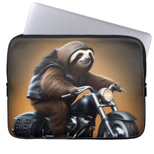 Funny Sloth Bikie On A Motorbike, Laptop Sleeve