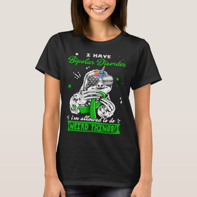 Funny Sloth Bipolar Disorder Warrior T-Shirt (Front)