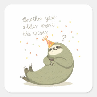Funny Sloth Birthday Sticker - Sarcastic Vintage