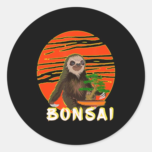 Funny Sloth  Bonsai Tree Gift  Yoga Masters Classic Round Sticker (Front)