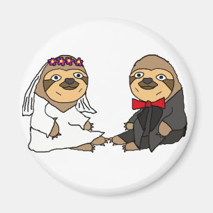 Funny Sloth Bride and Groom Wedding Magnet