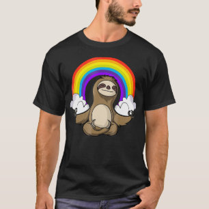 Funny Sloth Buddha Zen Yoga Meditation Rainbow T-Shirt