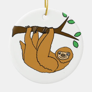 Funny Sloth Cartoon Ceramic Tree Decoration