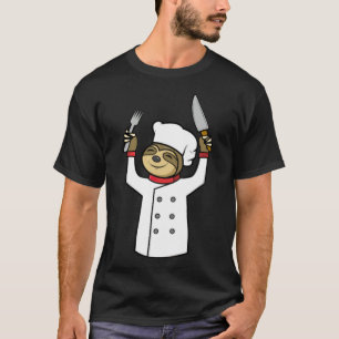 Funny Sloth Chef Cook Food GIft Idea space theme b T-Shirt