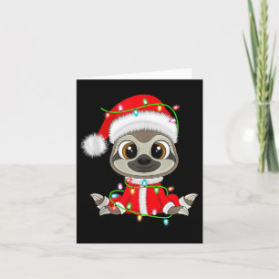 Funny Sloth Christmas Lights Santa Costume Cute An Card